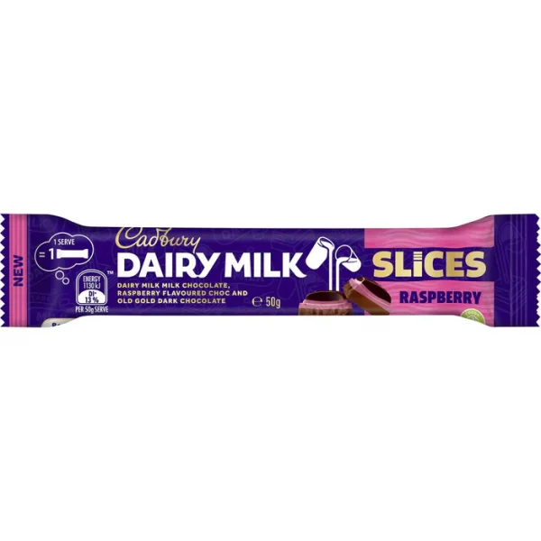 Cadbury Dairy Milk Raspberry Slice Bars 1.8oz/50g - Pack of 48